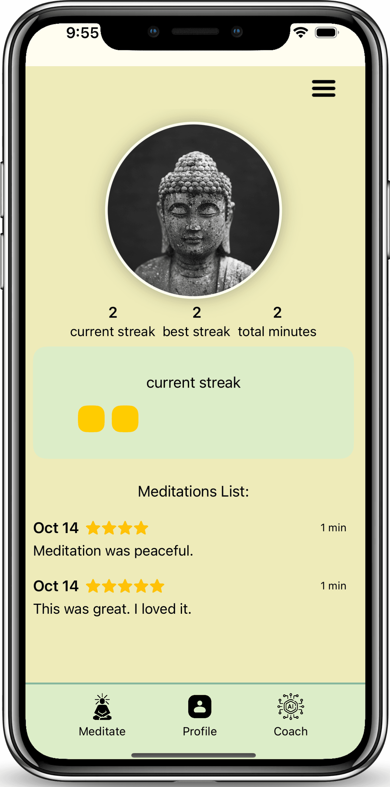 InLight Meditation App Screenshot